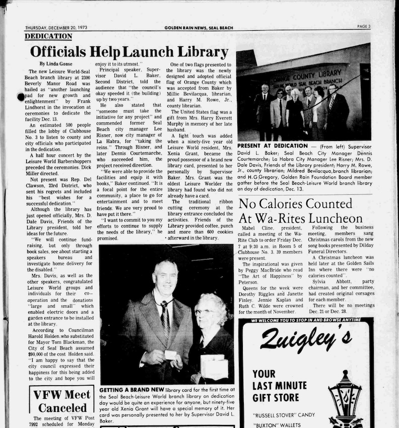 Newspaper article New Library Opening Ceremony.